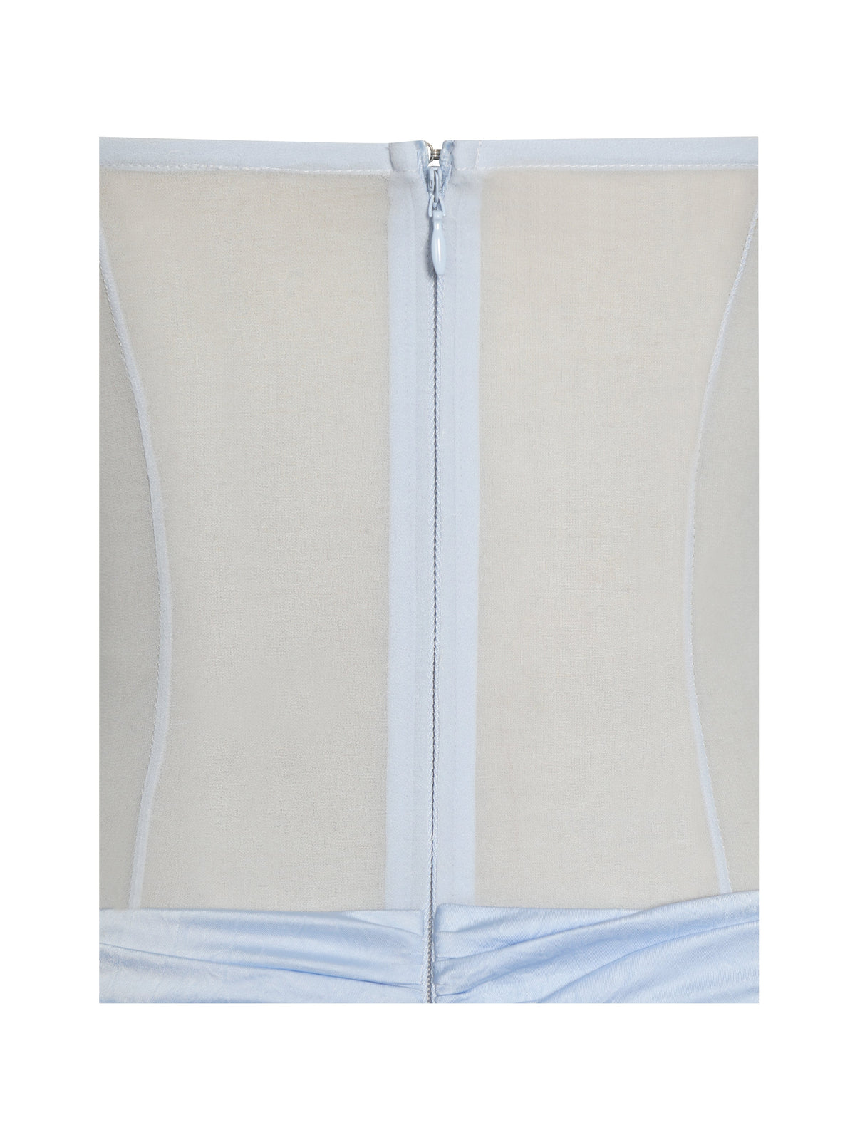 Lacy Blue Ruched Breast High Slit Chiffon Dress