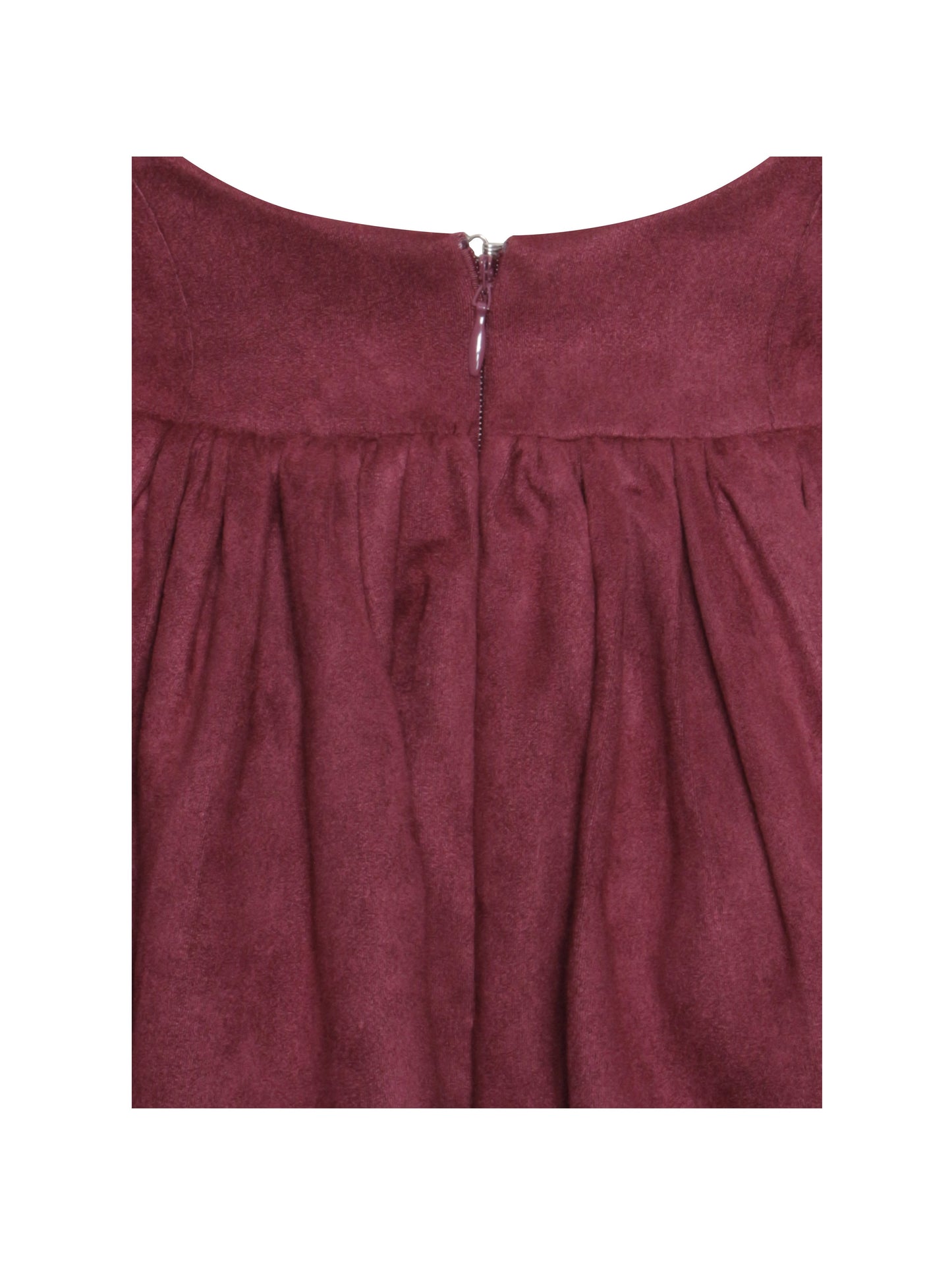 BBC Jacqueline Backless Burgundy Mini Puffy Suede Dress
