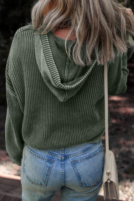 Sofioya Knit Drawstring Hooded Sweater