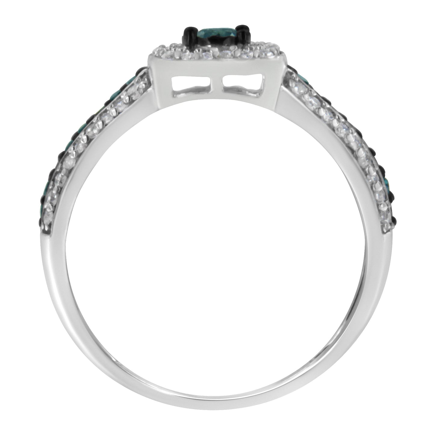.925 Sterling Silver Treated Blue Miracle-Set Diamond Engagement Ring (1/2 Cttw, J-K Color, I1-I2 Clarity) - Size 6