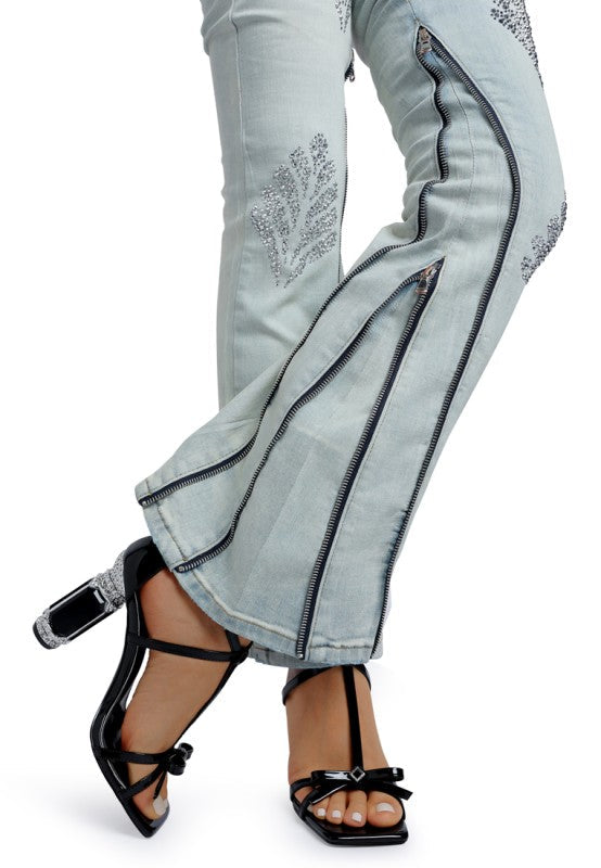 Affluence T Strap Stone Encrusted Heeled Sandal