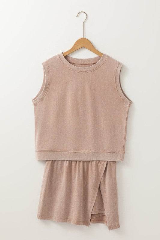Aria 2 Pieces Mineral Wash Cotton Tank Top Lined S