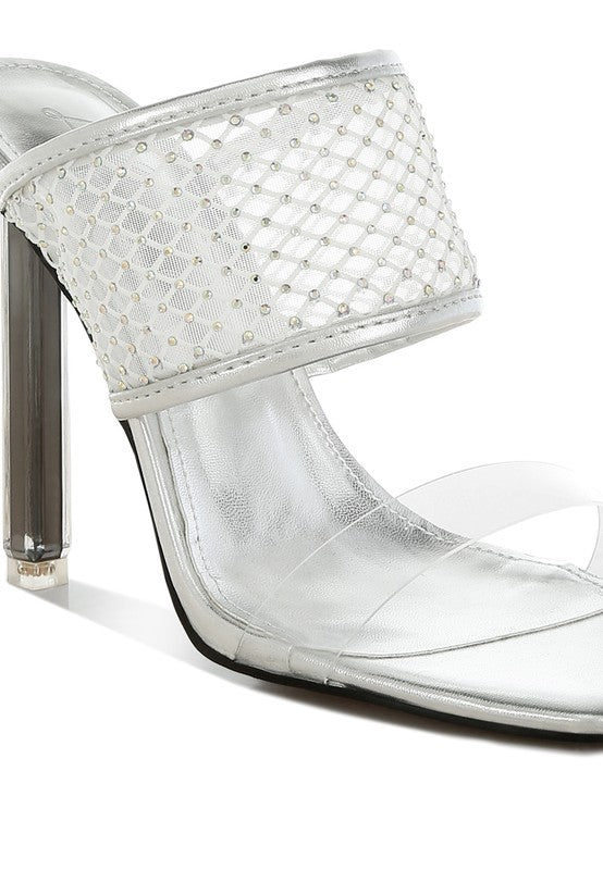 Salween Clear Embellished Square Toe Heels