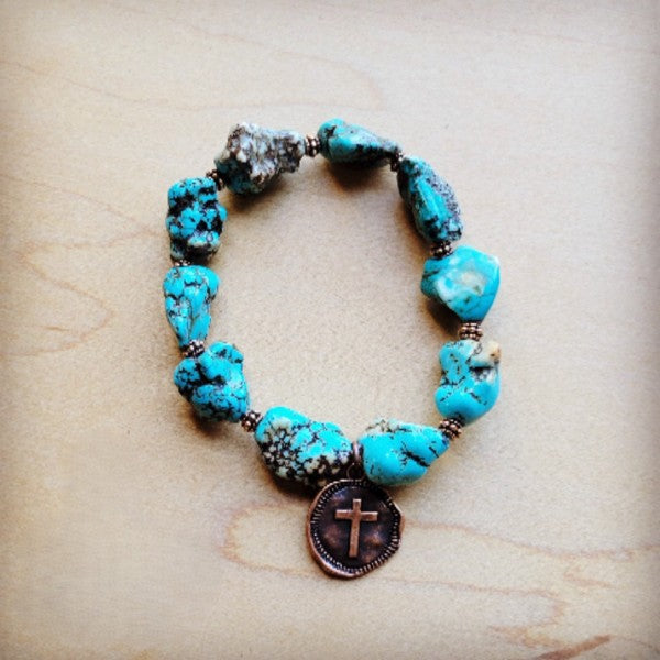 Chunky Blue Turquoise Beaded Bracelet