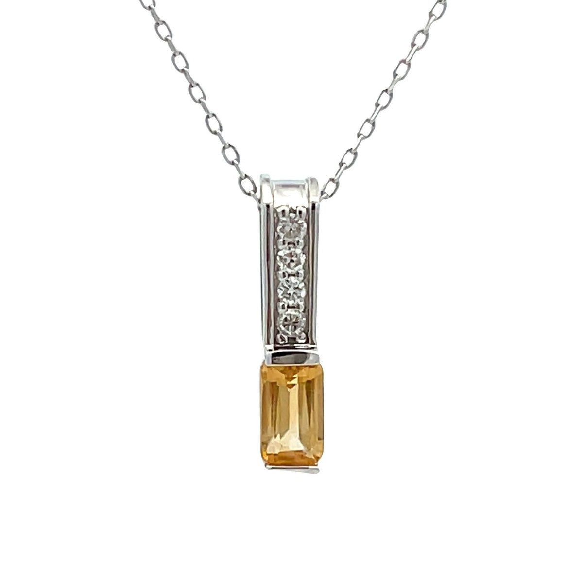 .06ct Citrine Diamond Fashion Pendants 10KT White Gold
