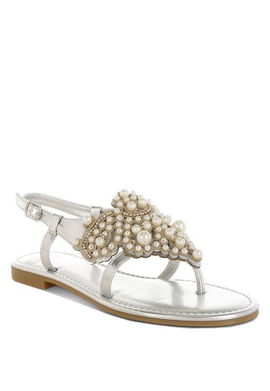 Opazie Metallic Pearl Embellished Flats