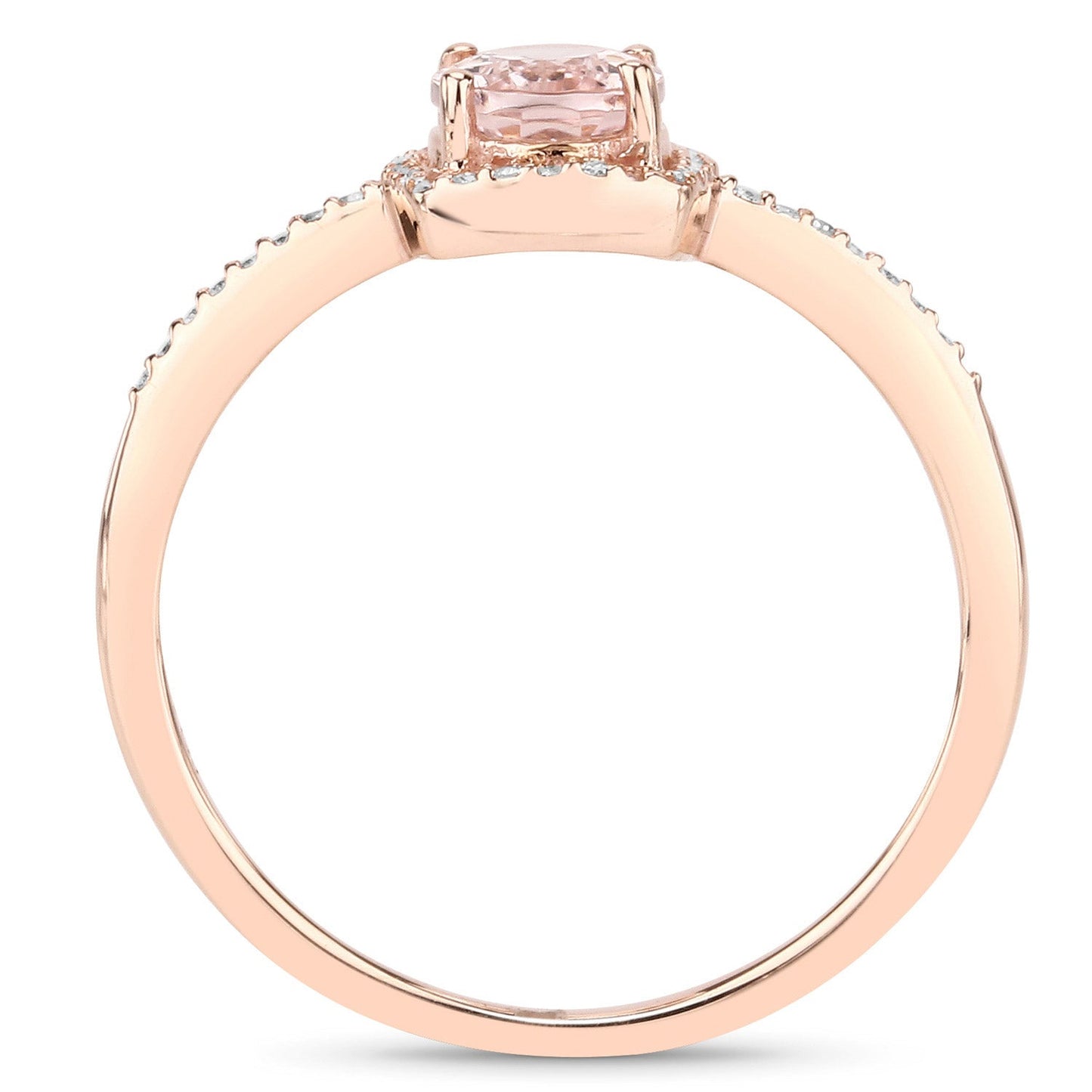 0.82 Carat Genuine Morganite and White Diamond 14K Rose Gold Ring