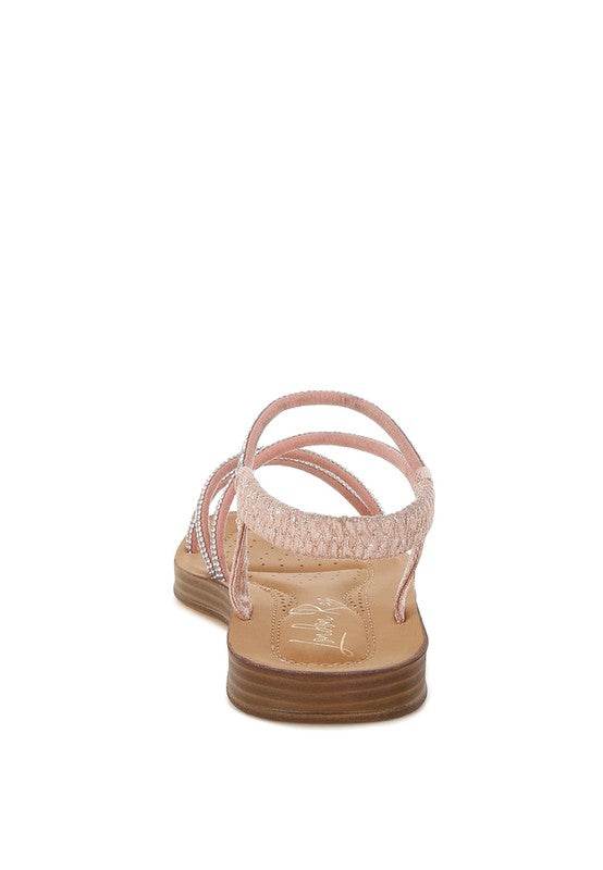 Ridayne Rhinestones Embellished Strappy Flats