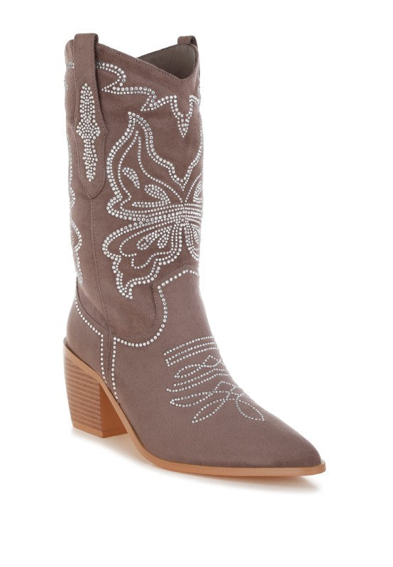 Latafa Rhinestones Embellished Cowboy Boots