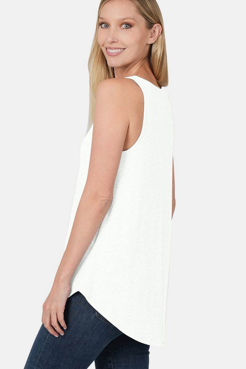 Zenana Round Neck Curved Hem Tank
