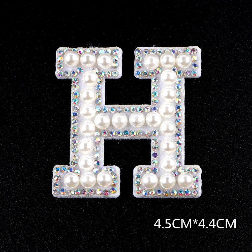 Pearl Rhinestone Cloth Sticker-Letter A-White-2 Pack