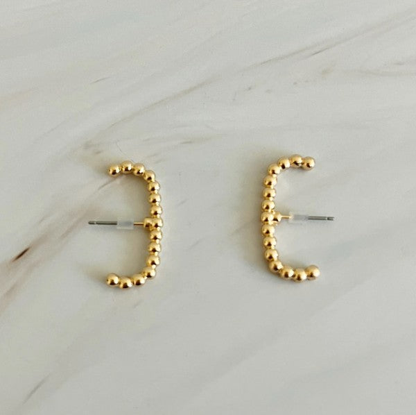 Ball Linked C Shape Post Earrings