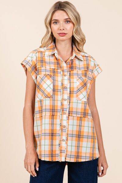 Mittoshop Mineral Wash Plaid Button Down Shirt