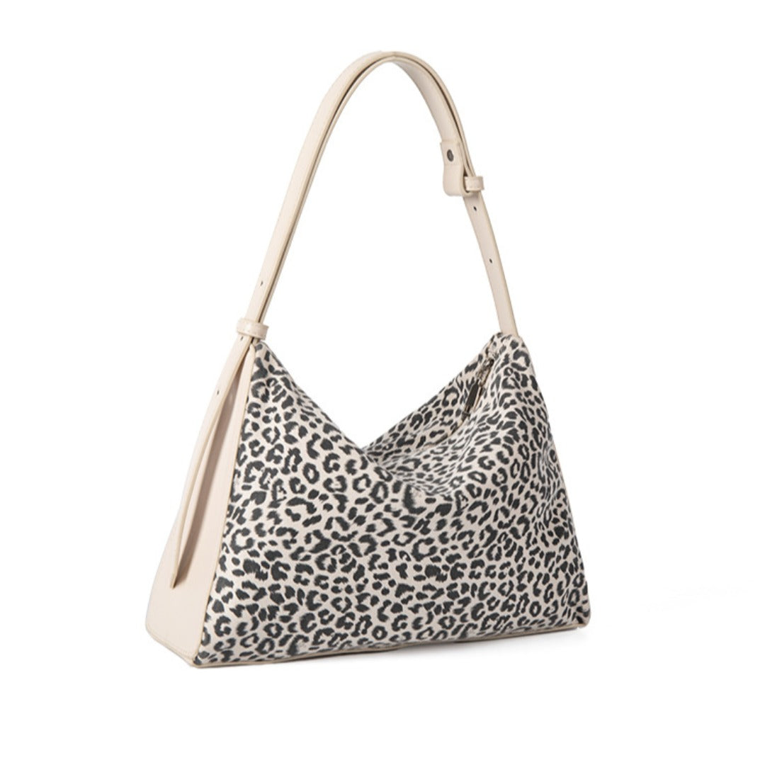 Leopard print autumn and winter small hobo bag, fashionable large capacity shoulder bag women, retro design commuter underarm handbag