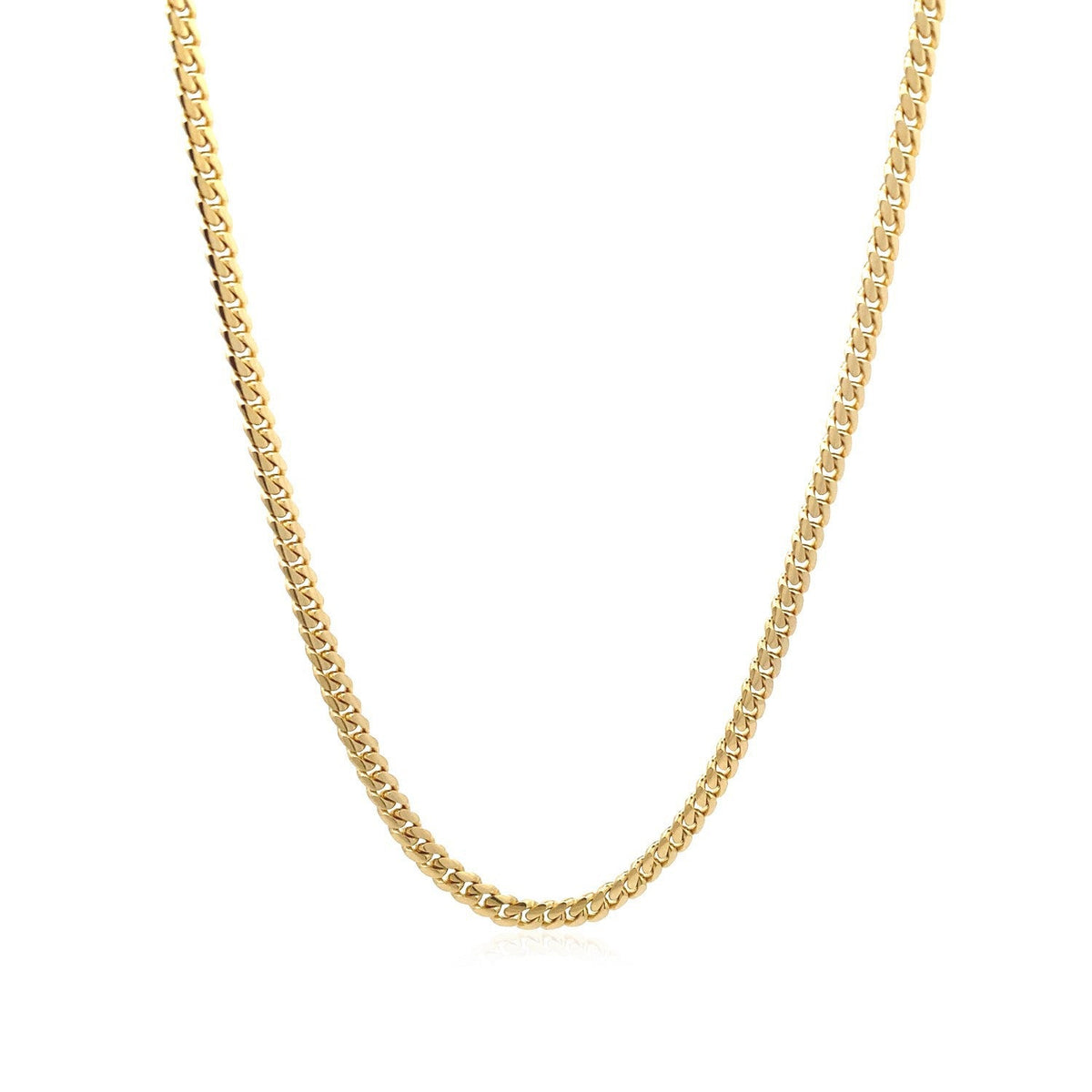 3.2mm 14k Yellow Gold Classic Solid Miami Cuban Chain