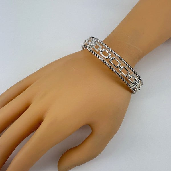 Stretchable Bracelet With Filigree and Cuban Link