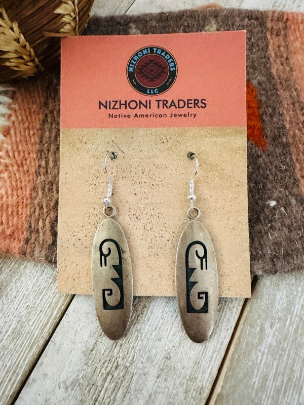 Old Pawn Hopi Overlaid Sterling Silver Dangle Earr