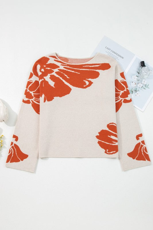 Floral Wide Sleeve Sweater
