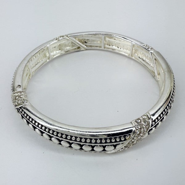 Silver or 2 Tone Finish Filigree Stretchable Brace
