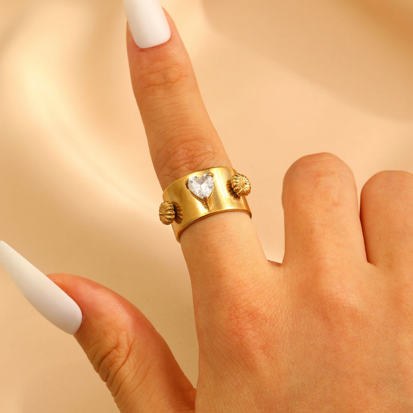 Stainless Steel Zircon Line Ring