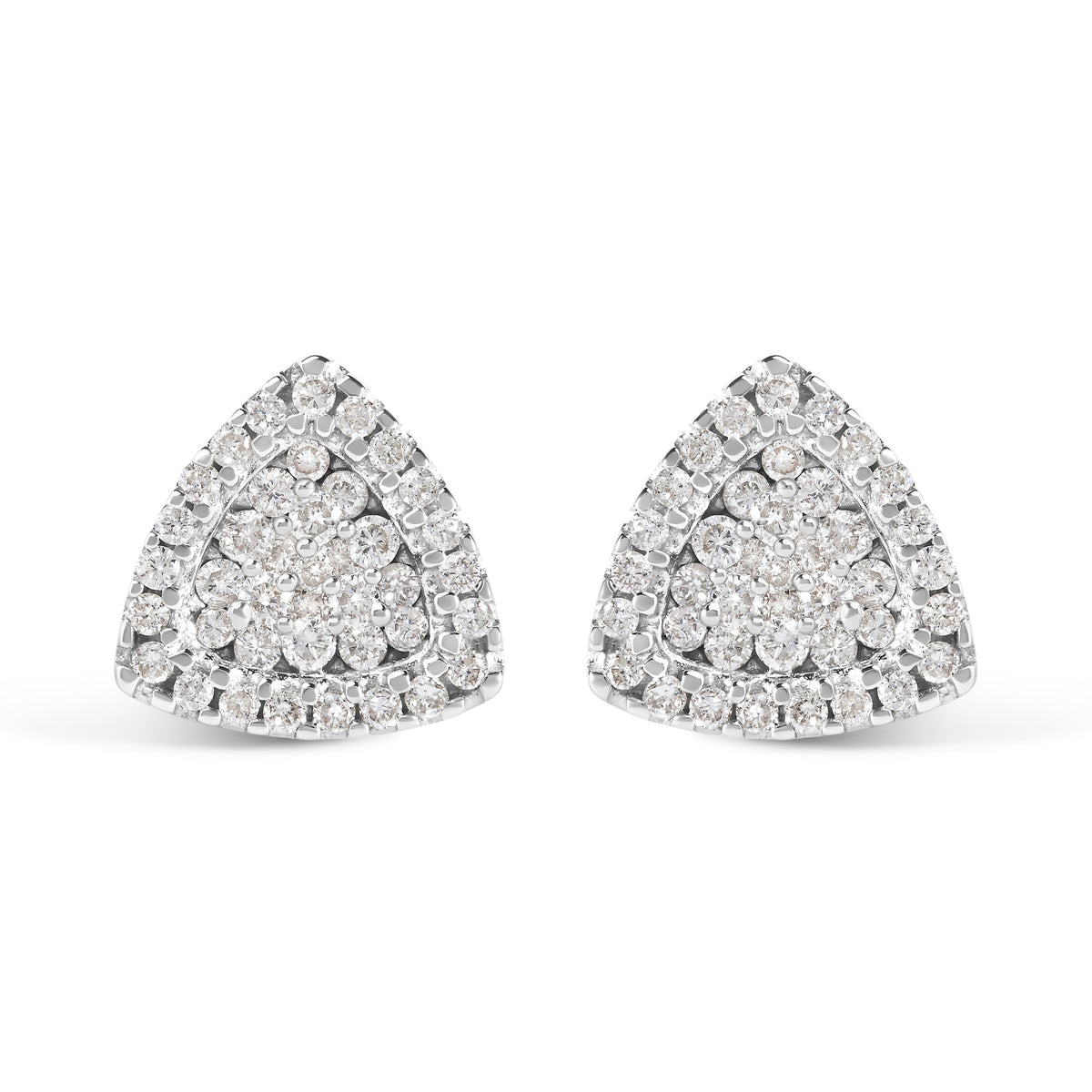 14K White Gold 1/2 cttw Trillion Shaped Diamond Stud Earrings (H-I Clarity, SI2-I1 Color)
