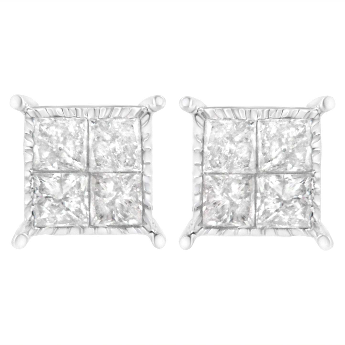 Sterling Silver 3/4 cttw Composite Diamond Stud Earrings (I-J, I2-I3)