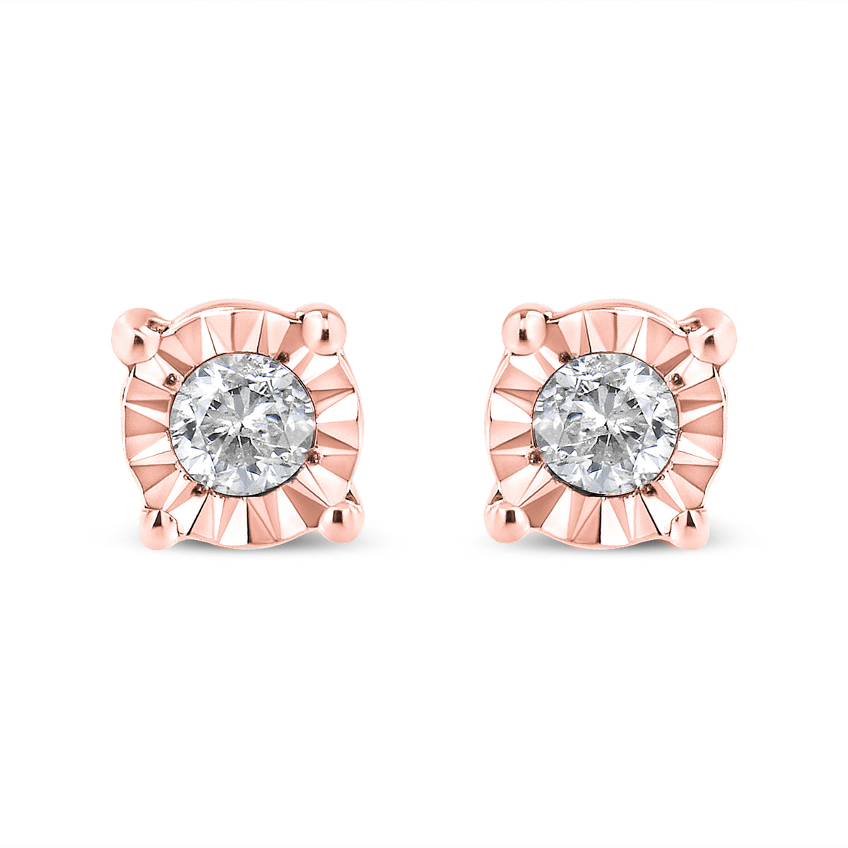10K Yellow Gold Plated .925 Sterling Silver 1/10 Cttw Round Brilliant-Cut Diamond Miracle-Set Stud Earrings (J-K Color, I3 Clarity)