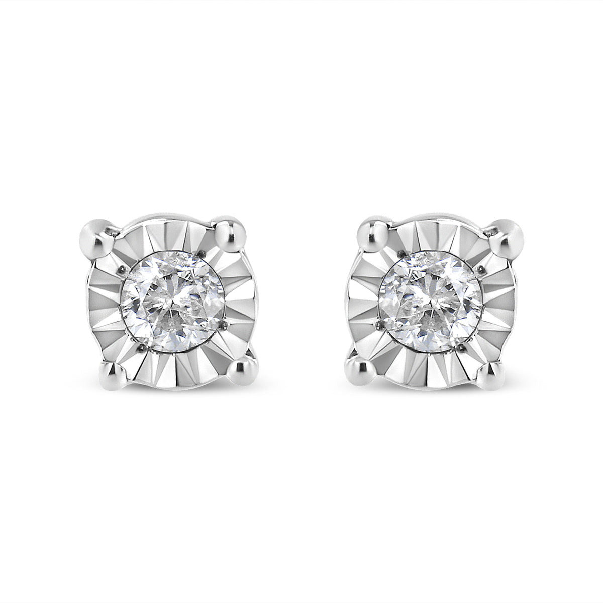 10K Yellow Gold Plated .925 Sterling Silver 1/10 Cttw Round Brilliant-Cut Diamond Miracle-Set Stud Earrings (J-K Color, I3 Clarity)