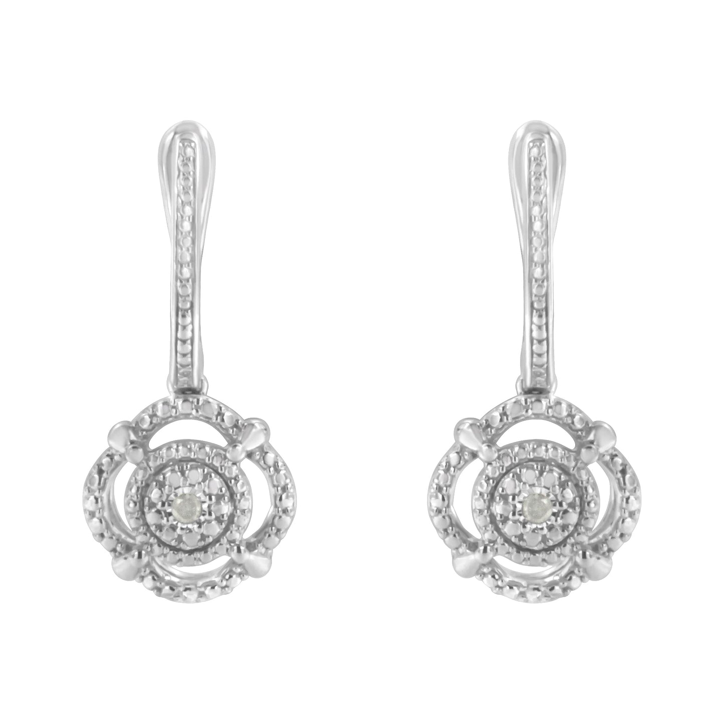 .925 Sterling Silver Miracle-Set Diamond Accent Drop and Dangle Earrings (I-J Color, I3 Clarity)