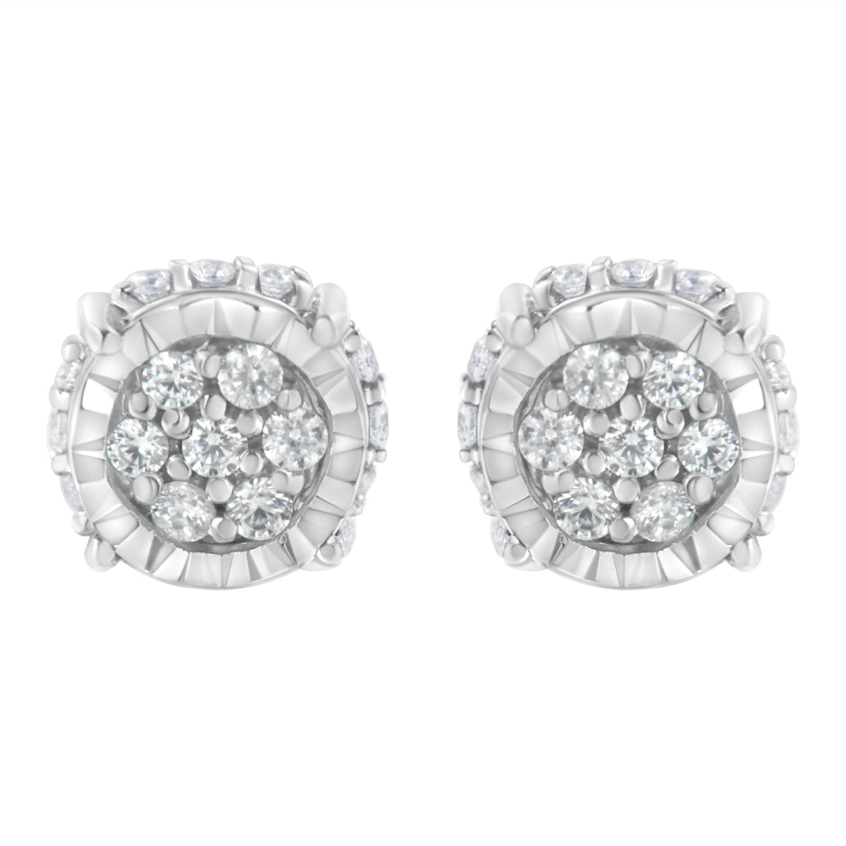 .925 Sterling Silver 1/3 cttw Round-cut Diamond Floral Stud Earring (I-J Clarity, I3 Color)