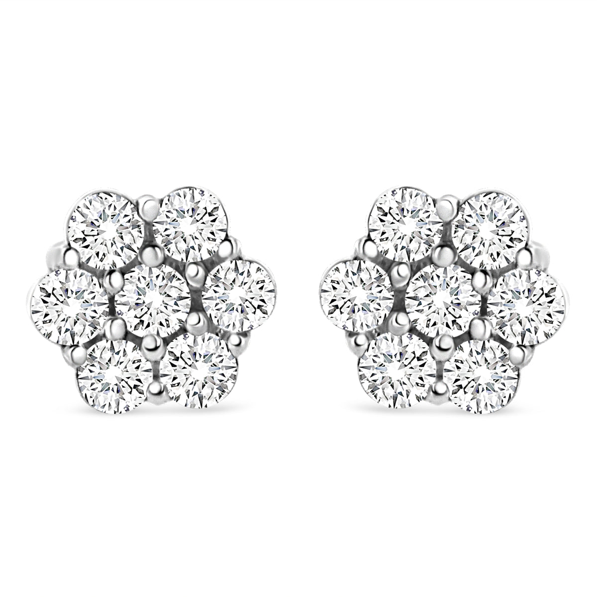 14K White Gold 1/2 cttw Round-Cut Diamond Floral Stud Earrings (I-J Color, SI2-I1 Clarity)