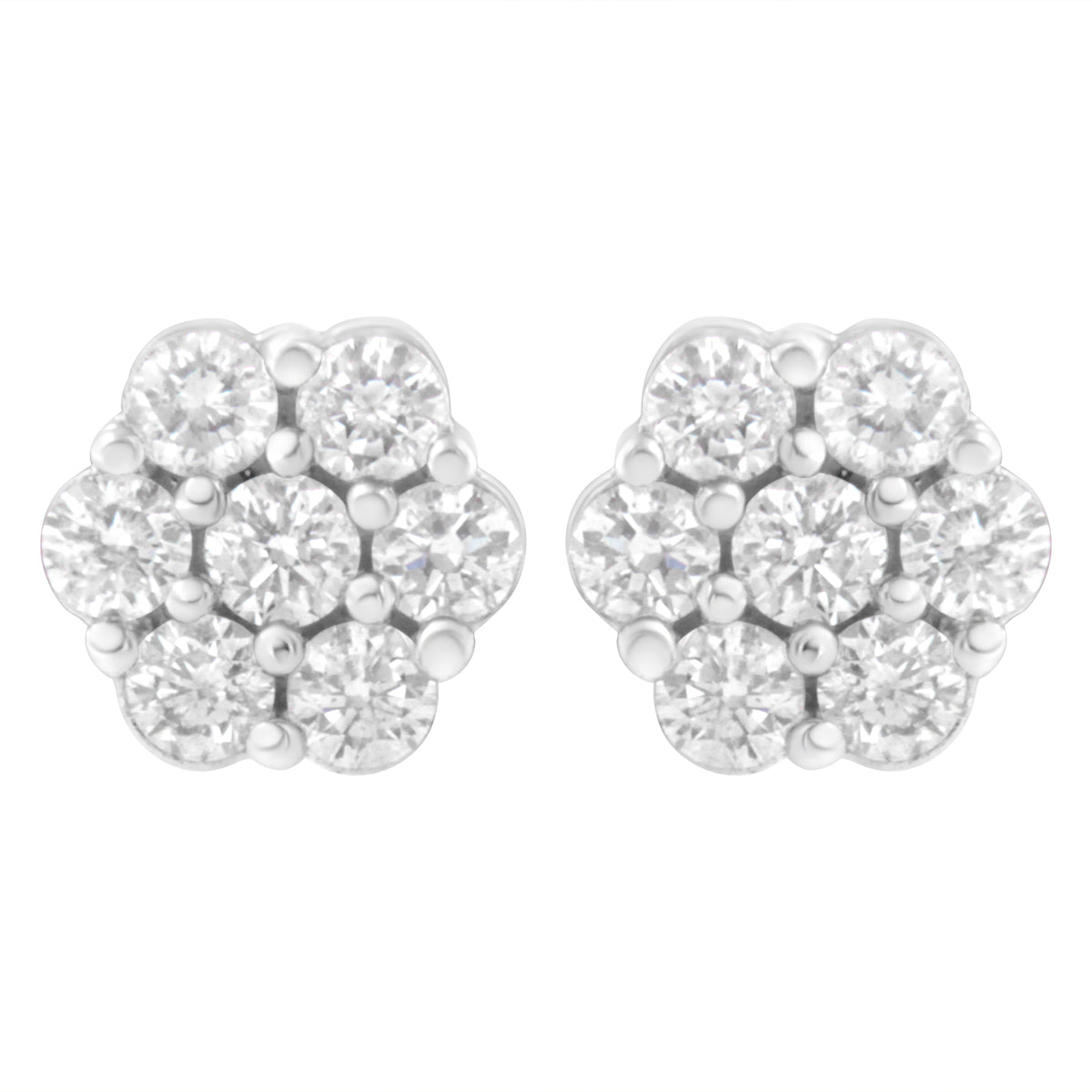 14KT White Gold 1 cttw Diamond Composite Stud Earrings (I-J, SI2-I1)