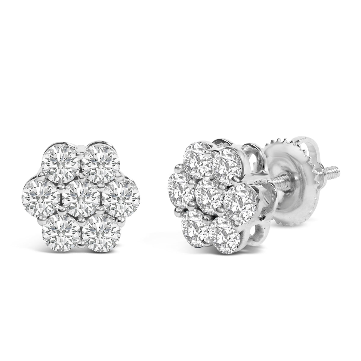 14KT White Gold 1 cttw Diamond Composite Stud Earrings (I-J, SI2-I1)