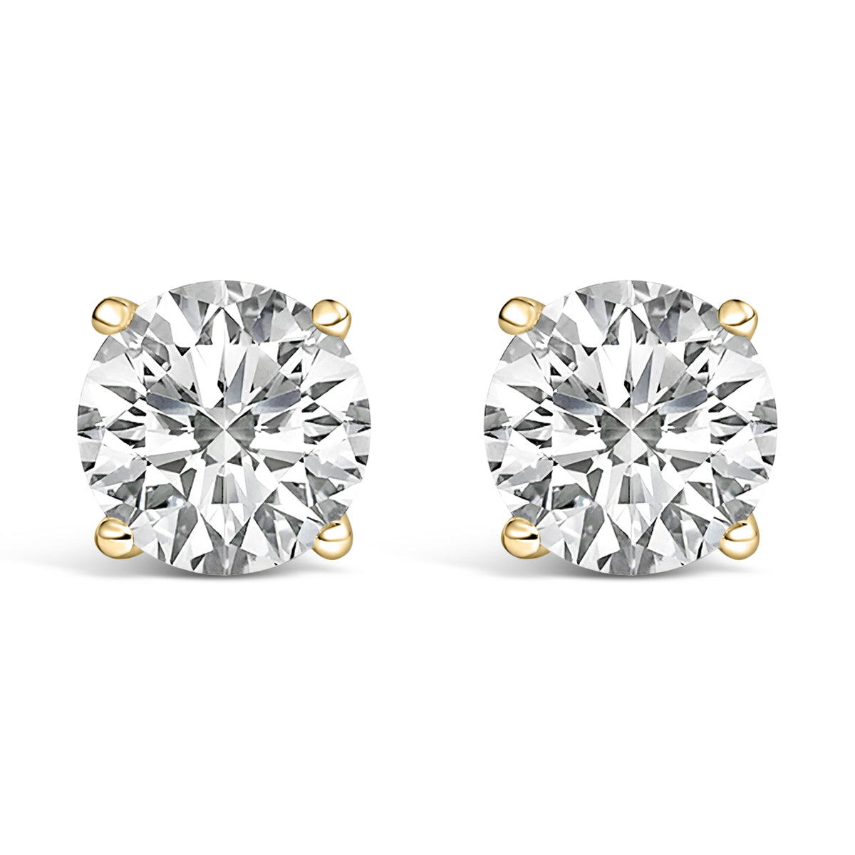 14K White Gold 4.0 Cttw Round Lab Grown Diamond Solitaire Stud Earrings with Screw Backs