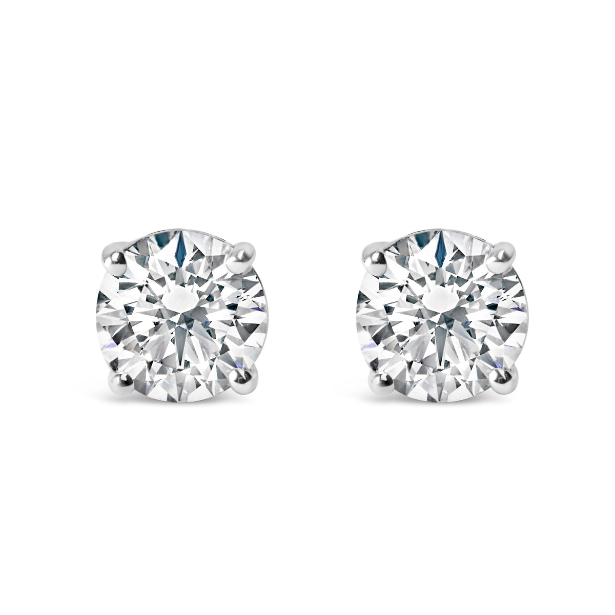 14K White Gold 3.0 Cttw Lab Grown Diamond Solitaire Stud Earrings