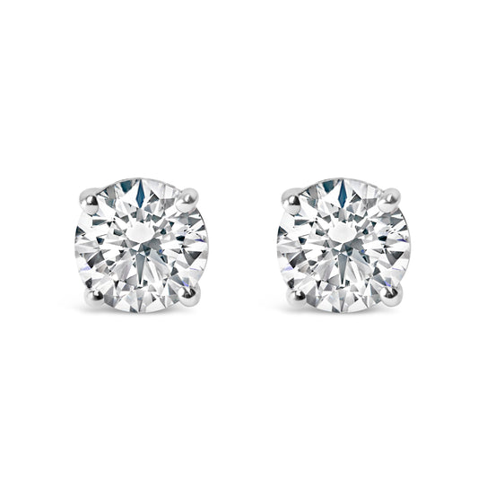 14K White Gold 3.0 Cttw Lab Grown Diamond Solitaire Stud Earrings