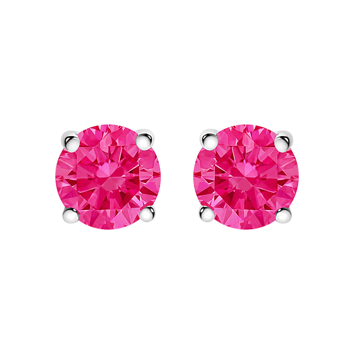 14K White Gold 1/2 Cttw Round Brilliant Cut Lab Grown Pink Diamond 4-Prong Classic Solitaire Earrings (Pink Color, VVS2-VS1 Clarity)