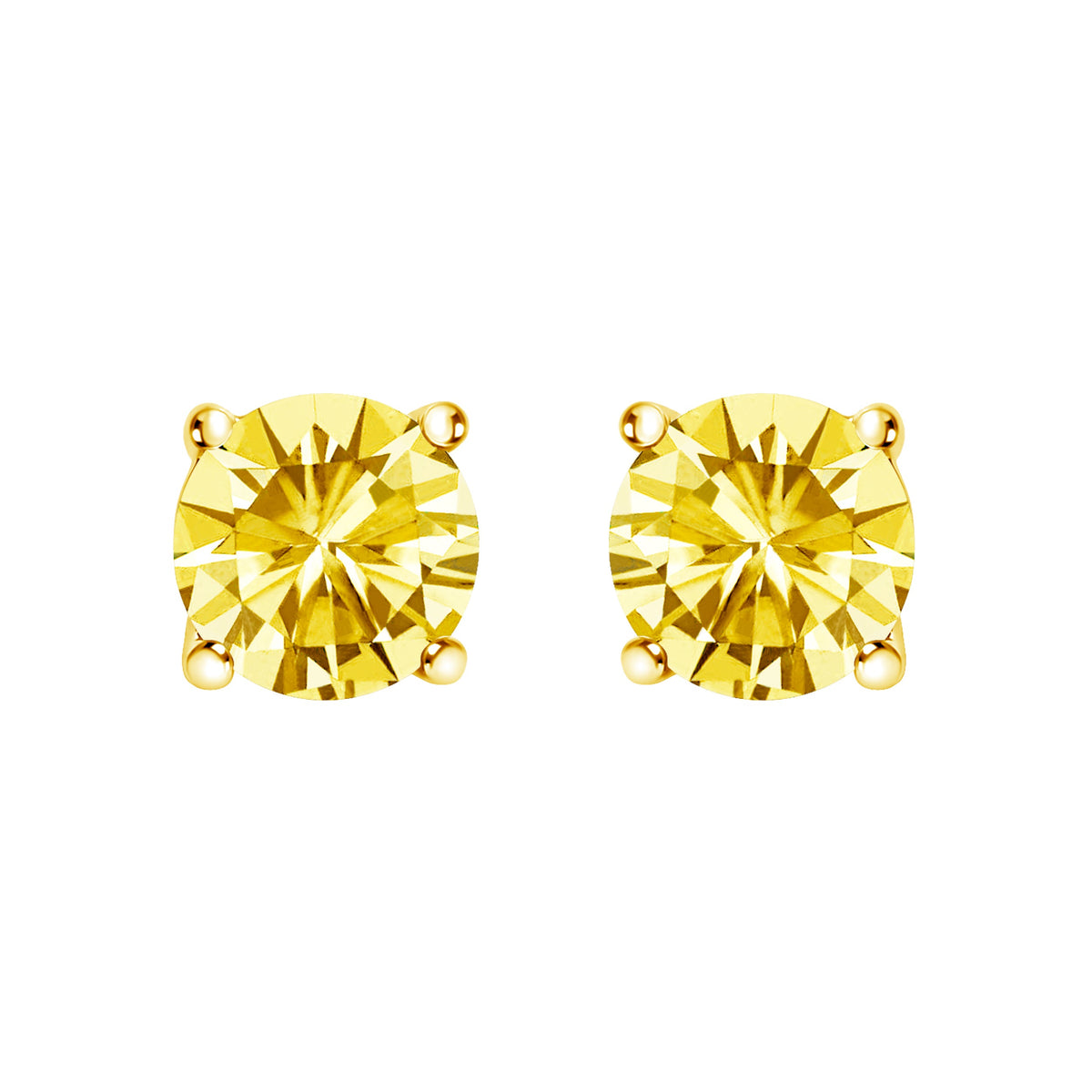 14K White Gold 1.0 Cttw Lab Grown Yellow Diamond Solitaire Stud Earrings (Yellow Color, VS2-SI1 Clarity)