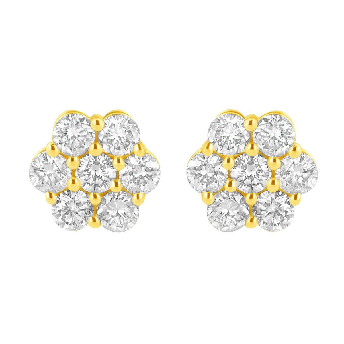 14K Yellow Gold 1.0 Cttw Diamond Flower Earring (J-K Color, I1-I2 Clarity)