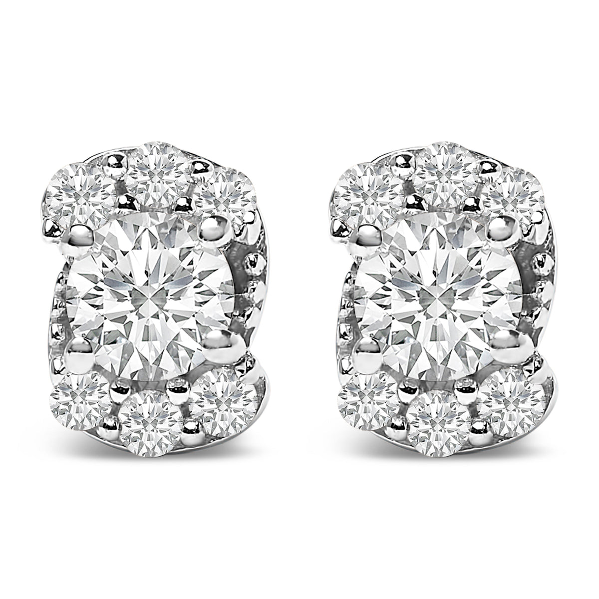 Sterling Silver 1/3 Cttw Lab Grown Diamond Halo Swirl Stud Earrings