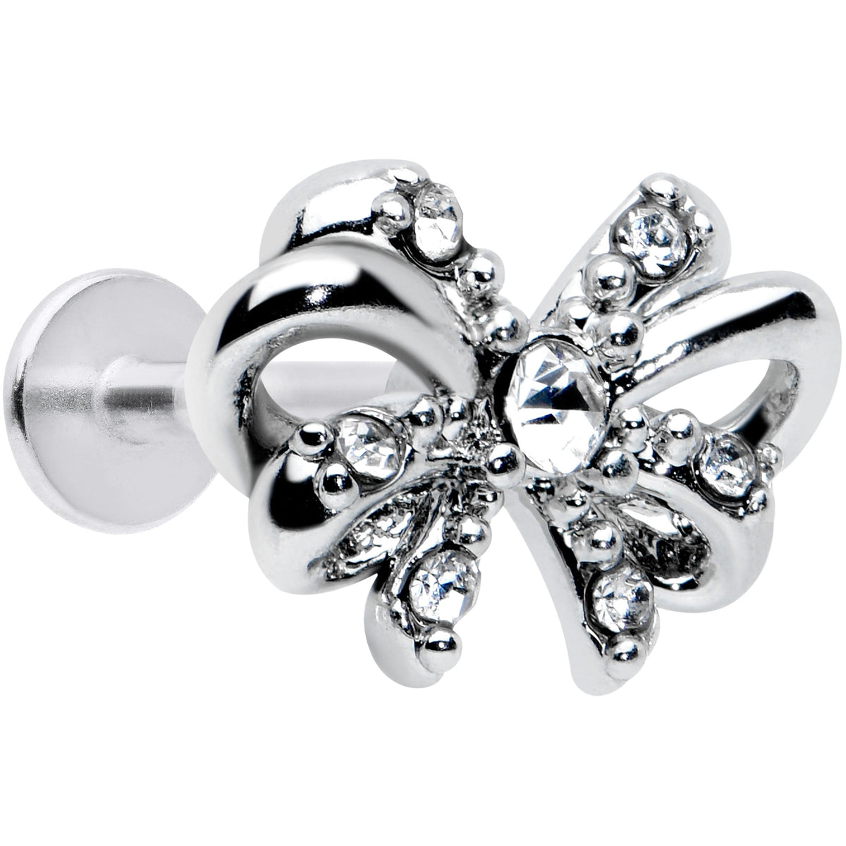 16G 5/16 Clear Gem Looping Bow Labret Monroe Tragus