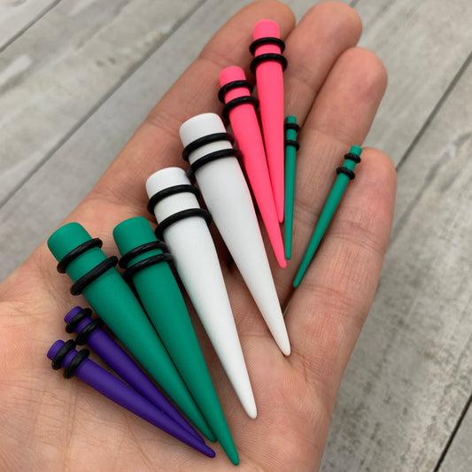 Dark Purple Matte Acrylic Straight Taper Set 12G to 00G