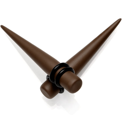 Dark Brown Matte Acrylic Straight Taper Set 12G to 00G