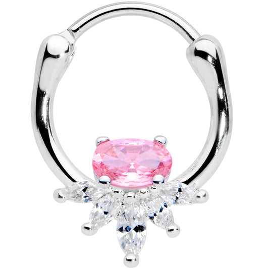 18G 3/8 Pink Clear Gem Spray Cartilage Clicker