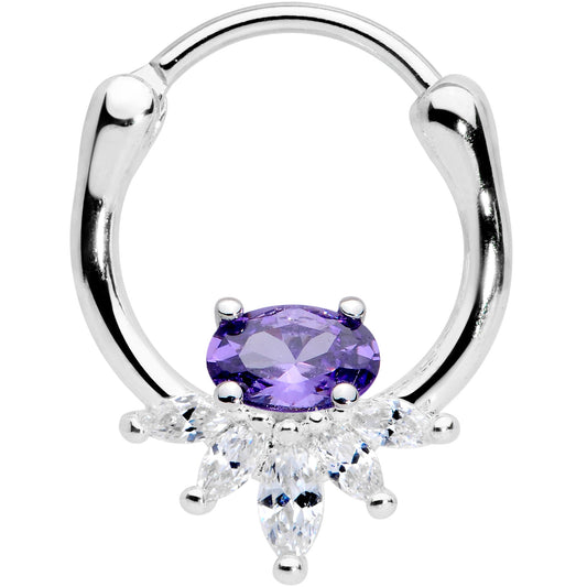 18G 3/8 Purple Clear Gem Spray Cartilage Clicker