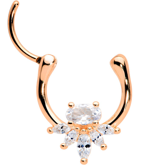 18G 3/8 Clear Gem Rose Gold Tone Anodized Spray Cartilage Clicker