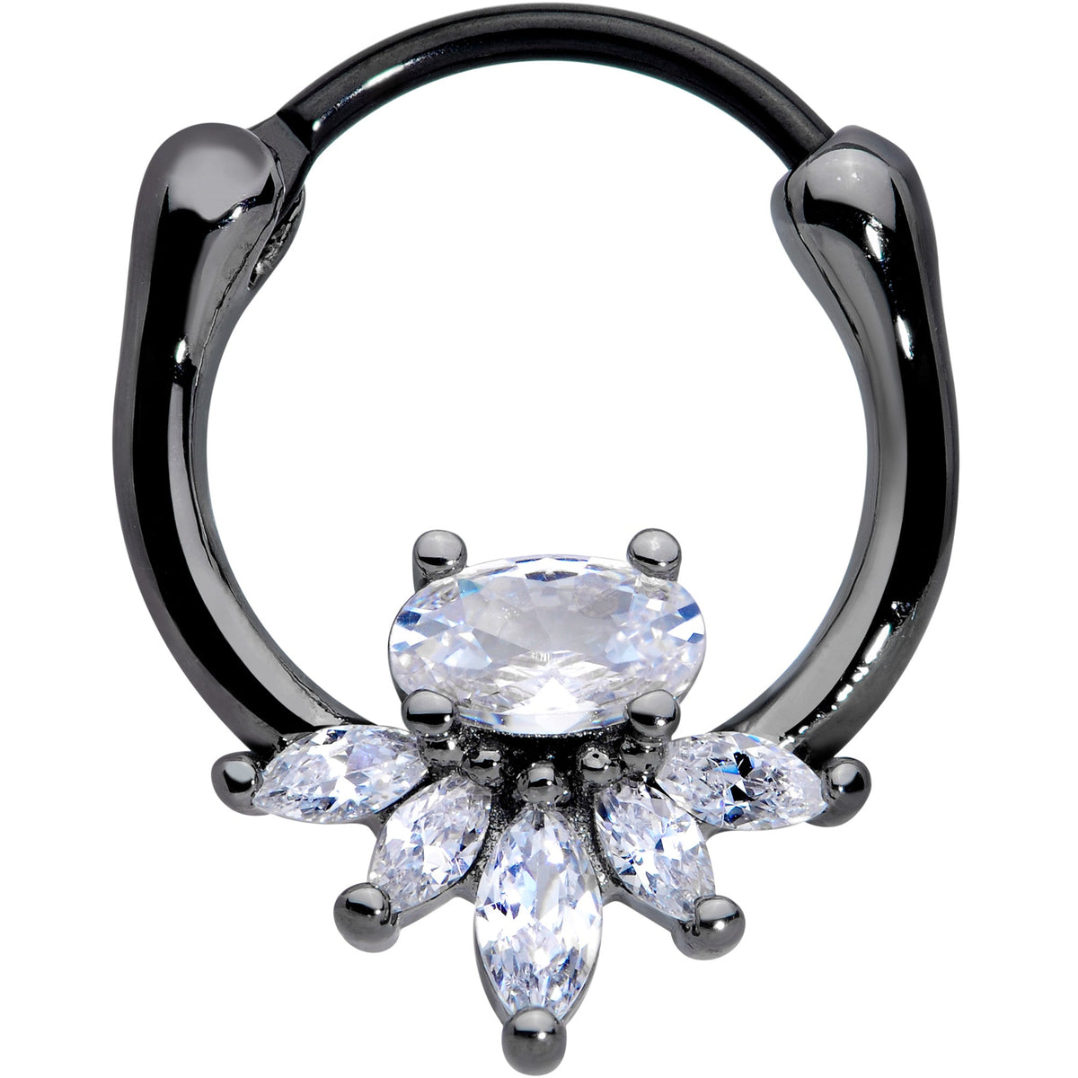 18G 3/8 Clear Gem Black Anodized Spray Cartilage Clicker
