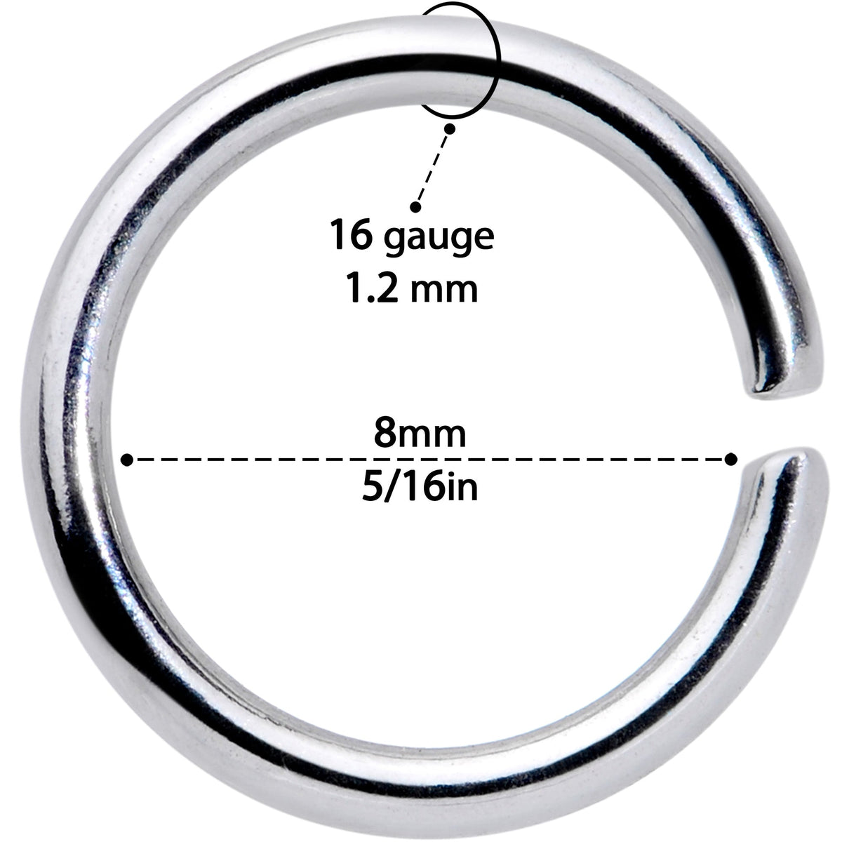 16G 5/16 Seamless Cartilage Ring Set of 12