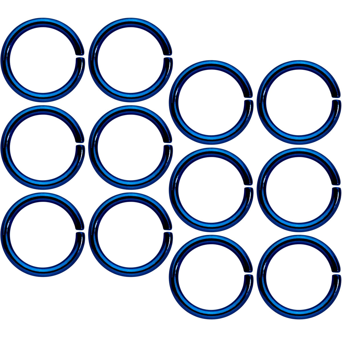 16G 5/16 Blue Anodized Seamless Cartilage Ring Set of 12