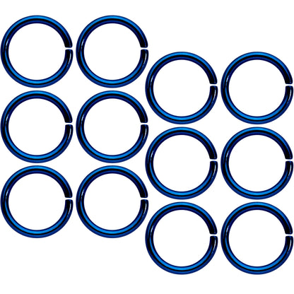 16G 5/16 Blue Anodized Seamless Cartilage Ring Set of 12